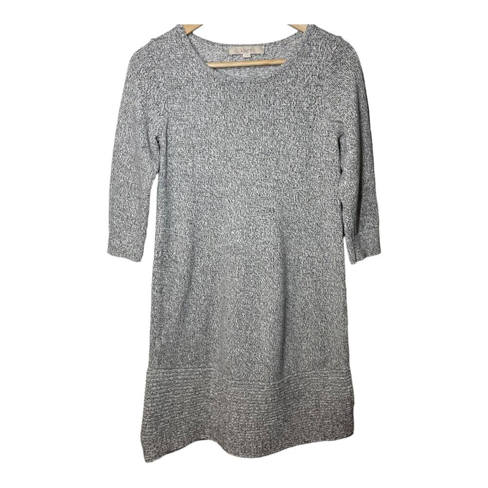 LOFT Ann Taylor 3/4 Sleeve Sweater Dress Gray XS Casual Comfort